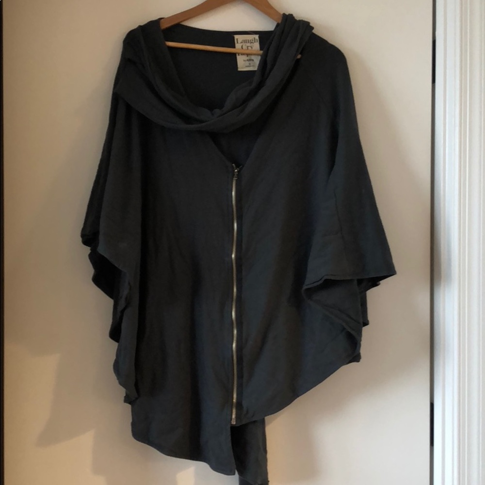 Laugh cry repeat deep turquoise poncho
